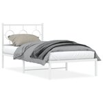vidaXL Cadre de lit métal sans matelas avec tête de lit blanc 90x200cm
