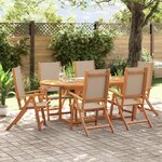 vidaXL Ensemble à manger de jardin 7Pièces bois d'acacia solide textilène