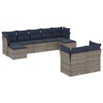 vidaXL Salon de jardin 9 Pièces avec coussins gris résine tressée