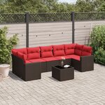 vidaXL Salon de jardin 8 Pièces avec coussins marron résine tressée