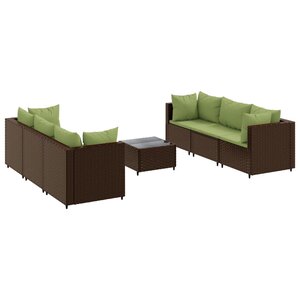 vidaXL Salon de jardin avec coussins 7 Pièces marron résine tressée