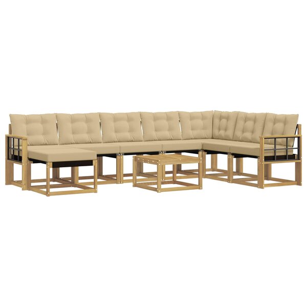 vidaXL Ensemble de canapés d'extérieur 9 pc Blanc et Beige