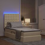 vidaXL Lit de rangement LED avec matelas Crème 90 x 200 cm Tissu