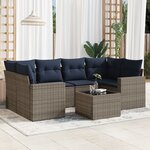 vidaXL Salon de jardin 7 Pièces avec coussins gris résine tressée