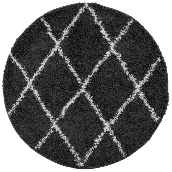 vidaXL Tapis shaggy PAMPLONA poils longs moderne noir crème Ø 240 cm