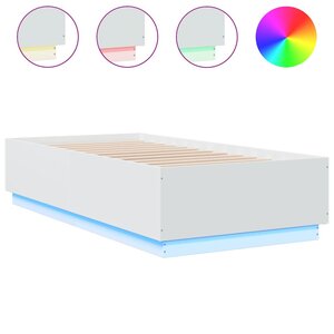 vidaXL Cadre de lit avec LED sans matelas blanc 90x190 cm
