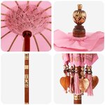 vidaXL Parasol avec Base Rose et Marron 250 cm Coton et bois