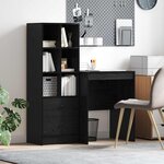 vidaXL Bureau avec tiroir avec étagère avec stockage 2 Pièces Chêne noir