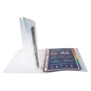 Classeur 4 anneaux 30 mm polypropylène Crystal - A4 maxi  Incolore x 20 EXACOMPTA