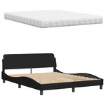 vidaXL Lit avec matelas noir 160x200 cm tissu