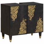 vidaXL Armoire d'évier Noir 62 x 33 x 58 cm Bois de mangue massif