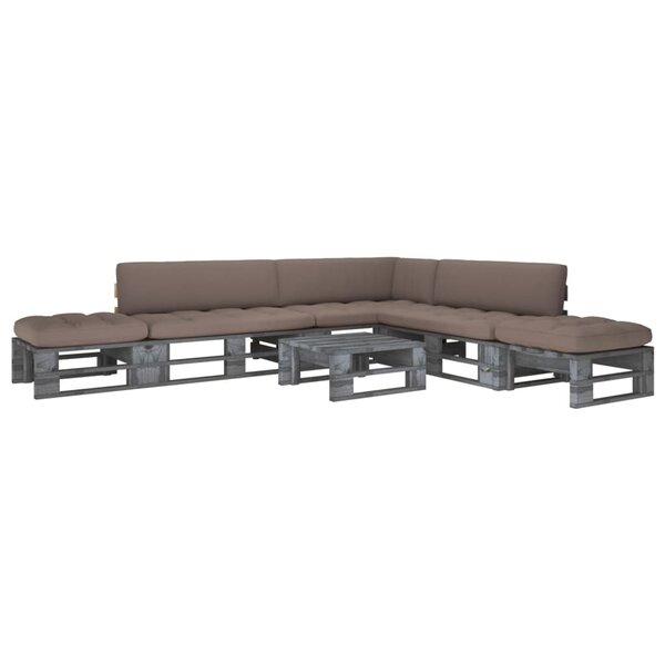 vidaXL Salon de jardin palette 6Pièces avec coussins Pin imprégné de gris