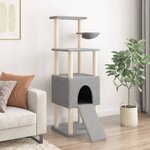 vidaXL Arbre à chat avec griffoirs en sisal Gris clair 153 cm