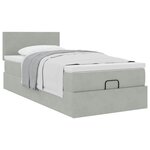vidaXL Cadre de lit ottoman et matelas gris clair 100x200 cm velours
