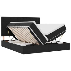 vidaXL Lit de Rangement avec matelas Noir 200 x 200 cm Velours