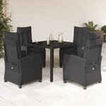 vidaXL Ensemble à manger de jardin coussins 5Pièces Noir Résine tressée