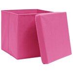 vidaXL Boîtes de rangement avec couvercles 4 Pièces Rose 32x32x32cm Tissu