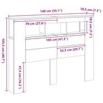 vidaXL Tête de lit à LED chêne artisanal 140x18 5x103 5 cm