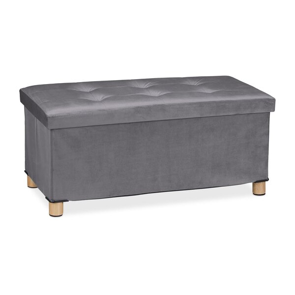 Banquette de rangement moderne pliable pour salon couloir 34 x 76 x 38 cm en velours gris 13_0010923