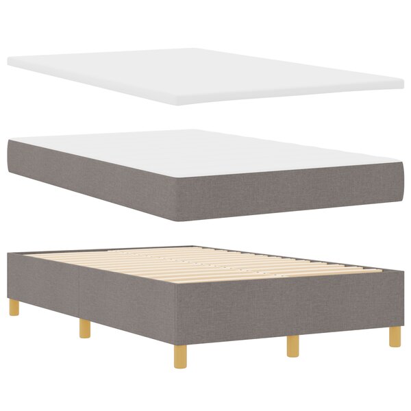 vidaXL Lit à Ressorts avec Matelas & Banc Taupe 120x190 cm Tissu