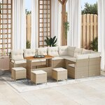 Canapé de jardin vidaXL 13 pièces avec coussins beige en poly rotin