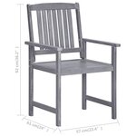 vidaXL Chaises de jardin et coussins lot de 4 Gris Bois acacia massif
