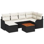 Canapés de Jardin 7 Pièces Noir Poly Rattan
