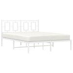 vidaXL Cadre de lit métal sans matelas et tête de lit blanc 135x190 cm