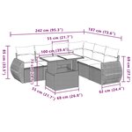vidaXL Salon de jardin avec coussins 7 Pièces gris clair résine tressée