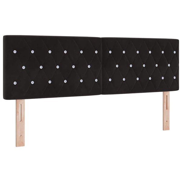 vidaXL Tête de lit LED avec boutons en cristal  noir  80 cm en velours