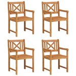 Chaises de jardin vidaXL 4 Pièces 56x55.5x90 cm Bois Massif d'Acacia