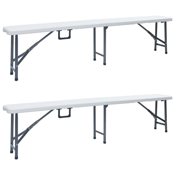 vidaXL Bancs de jardin pliables lot de 2 180 cm PEHD Blanc