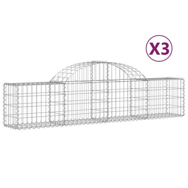vidaXL Paniers à gabions arqués 3 Pièces 200x30x40/60 cm Fer galvanisé