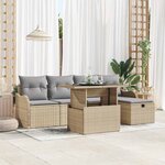 vidaXL Ensemble de canapé de jardin 6 Pièces Beige Poly rotin