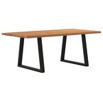 vidaXL Table à manger avec bord naturel 200x100x74cm bois massif chêne
