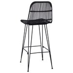 vidaXL Tabouret de bar 2 Pièces Noir 44 x 55 x 109 cm Rattan et Acier