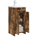vidaXL Meuble de salle de bain avec évier Chêne fumé 42 x 40 x 84 5 cm