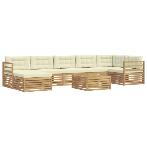 vidaXL Ensemble de canapés d'extérieur 8 pc Blanc et crème Polyester