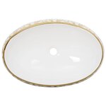 vidaXL Vasque à poser blanc et doré ovale 59x40x15 cm céramique