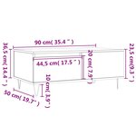 vidaXL Table basse Chêne fumé 90x50x36 5 cm Bois d'ingénierie