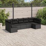 vidaXL Salon de jardin 7 Pièces avec coussins noir résine tressée