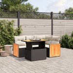 vidaXL Salon de jardin 5 Pièces avec coussins noir résine tressée