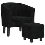vidaXL Fauteuil avec repose-pied noir velours