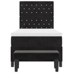 vidaXL Lit Box Spring avec Matelas & Banc Noir 100x200 cm Velours