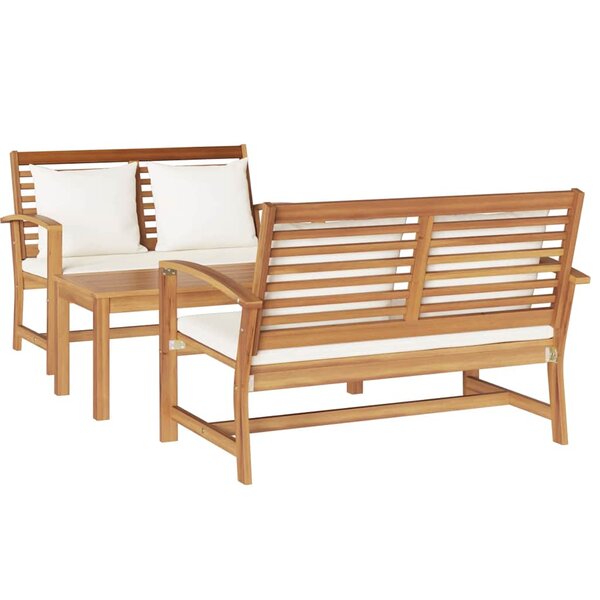 Ensemble de canapé de jardin 3 Pièces Naturel Bois de teck solide