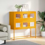 vidaXL Buffet jaune moutarde 100 5x39x107 cm acier laminé à froid