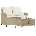 vidaXL Canapé de jardin 2places coussins et table beige résine tressée
