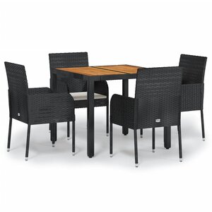 vidaXL Ensemble à manger de jardin coussins 5Pièces Noir Résine tressée