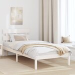 vidaXL Cadre de Lit avec Têtière Blanc 90x200 cm Bois Massif de Pin