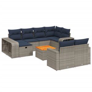 vidaXL Salon de jardin 11 Pièces avec coussins gris résine tressée